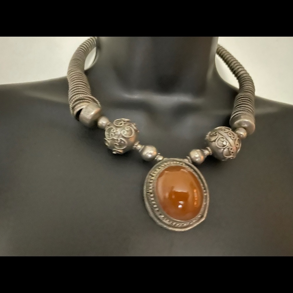 Amber colored costume necklace